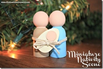 Miniature Nativity Scene from Pegs