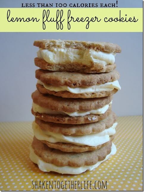 100 calorie lemon fluff freezer cookie stack BLOG