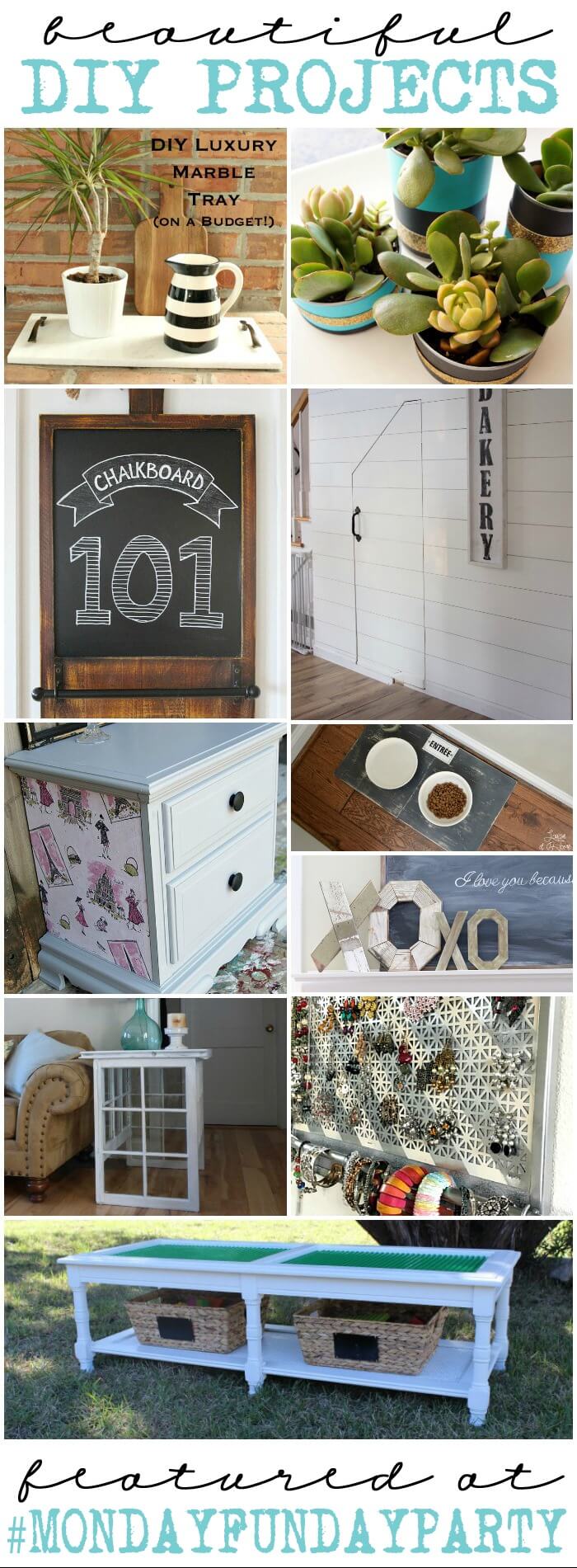 10 Beautiful DIY Projects from Monday Funday Link Party at www.thatswhatchesaid.com