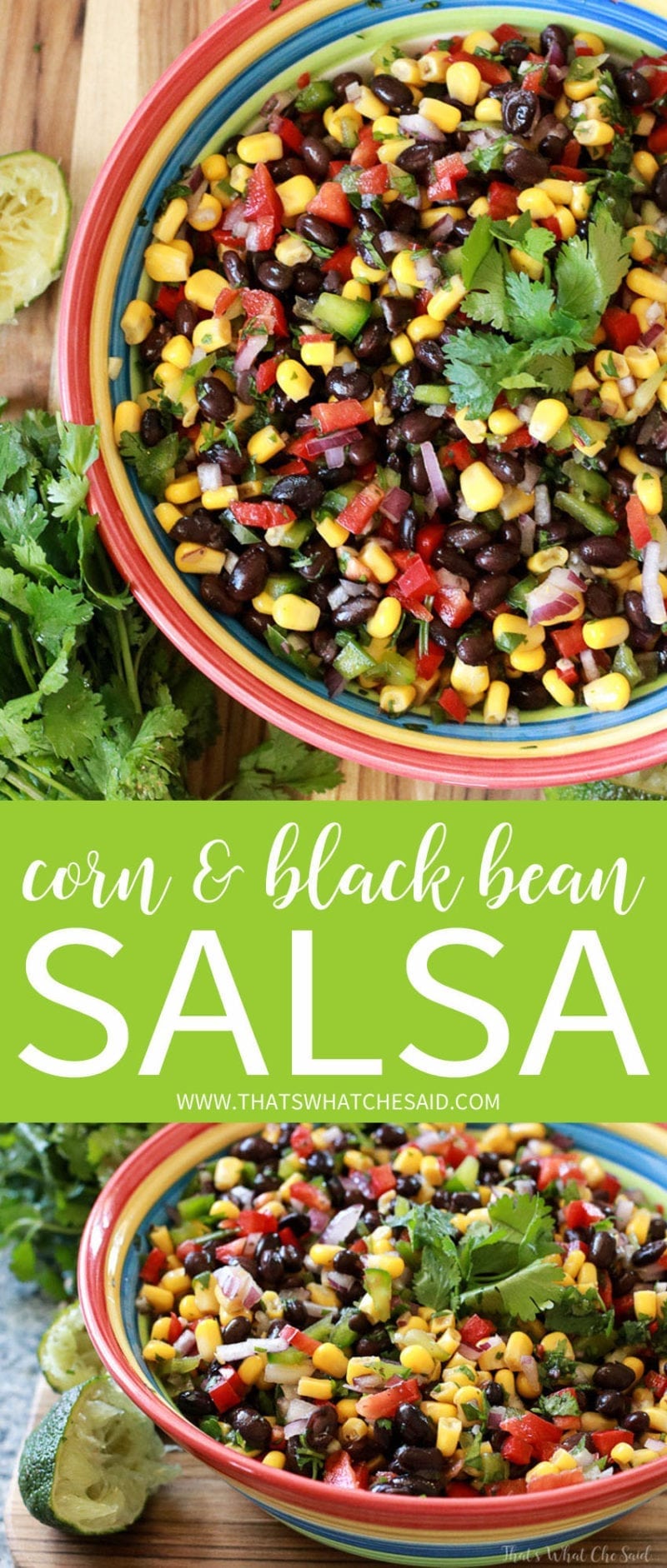 Easy Corn & Black Bean Salsa Recipe. Perfect for Picnics and Summer fun because it can sit out with no worries!