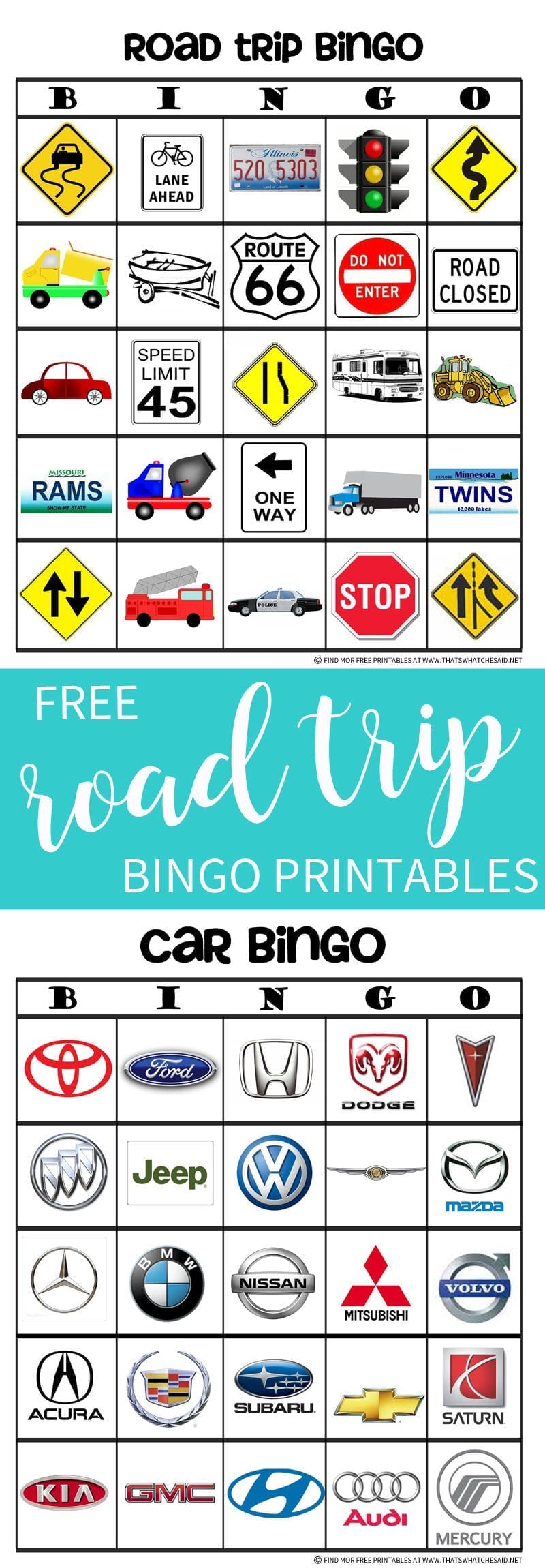 Road Trip Bingo Free Printable