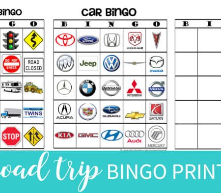 Print your own Free copies of road trip bingo