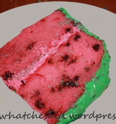 Easy Watermelon Cake idea at www.thatswhatchesaid.com