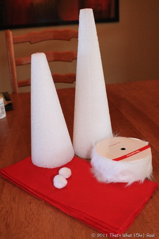 DIY Santa Hat Craft With Foam Cones, Thrifty Decor Chick