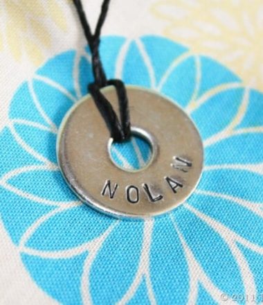 Hand Stamped Washer Pendant