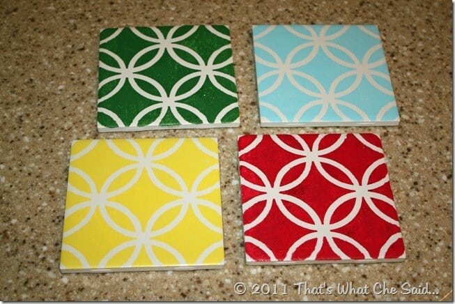 DIY Painted Tile Coasters