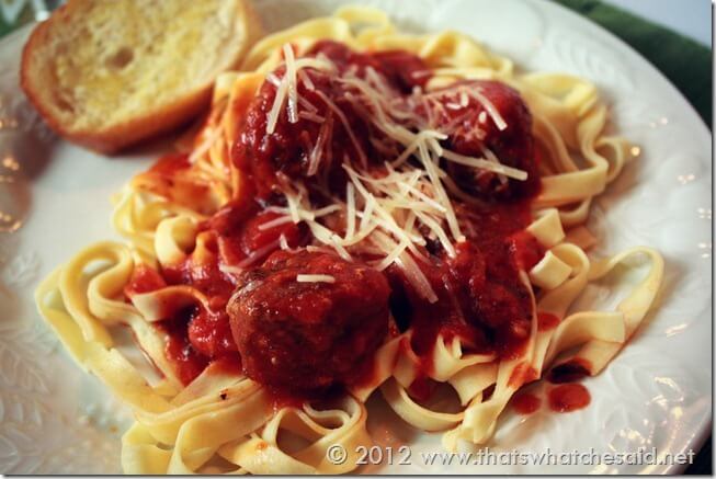 Fettuccine with Garlicky Meatballs – That's What {Che} Said...