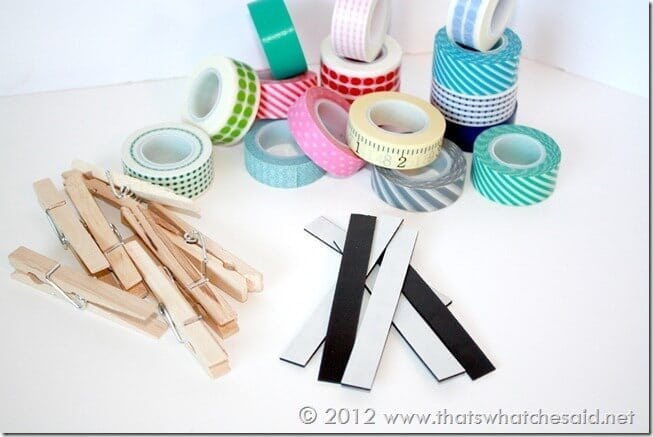 Washi Tape Clothes Pin Magnets