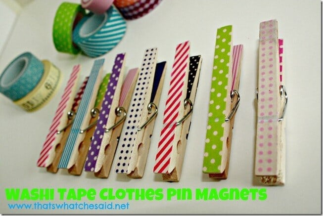 Washi Tape Clothes Pin Magnets