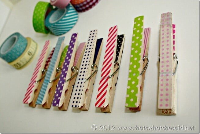 Washi Tape Clothes Pin Magnets