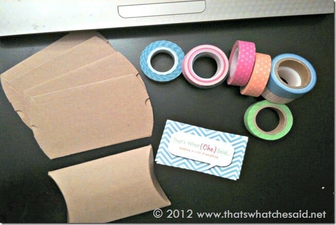 Washi Tape Kraft Pillow Box Business Card Holders