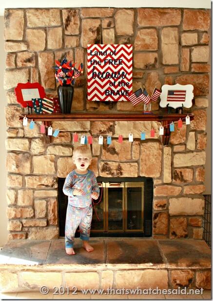 Fourth of July Mantle with Little