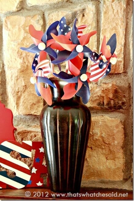 Fourth of july Mantle Pinwheels