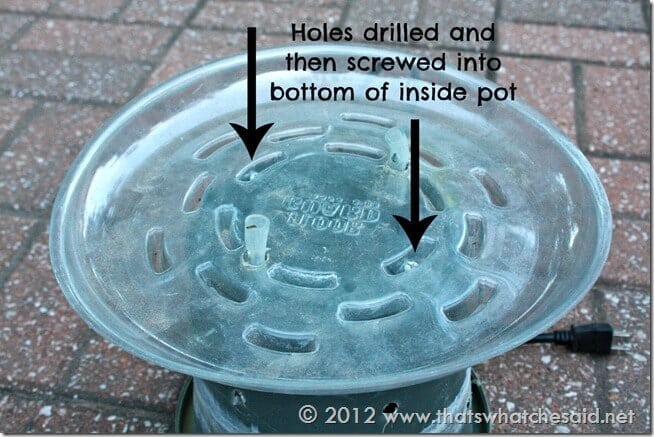Screw Drip Catchers to inside pot