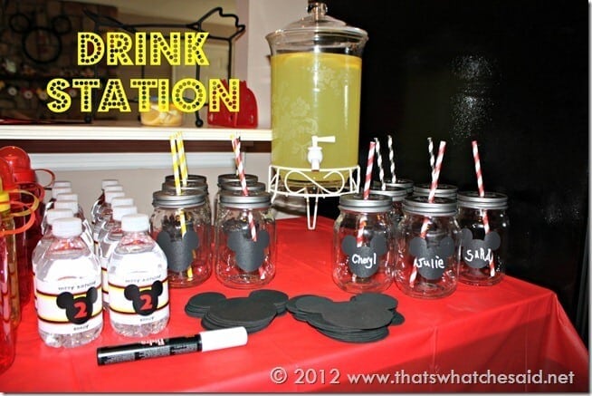 Mickey Mouse Birthday Party Drink Station