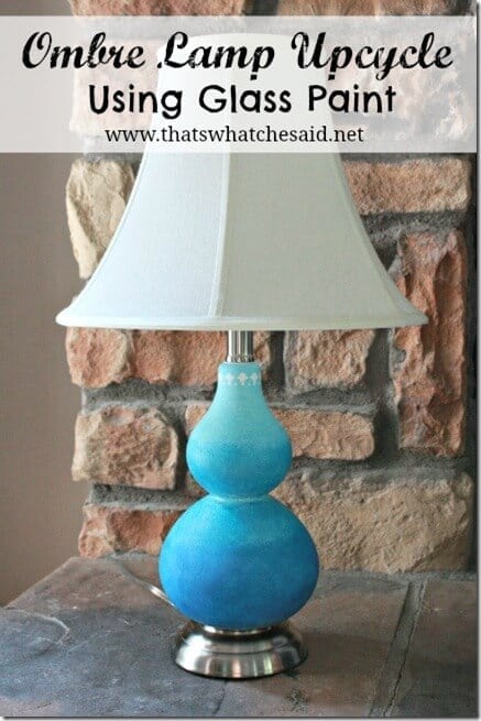 Ombre Painted Glass Lamp with Title