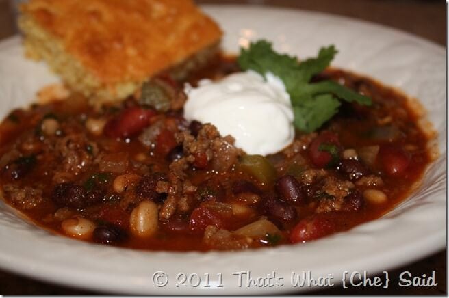 Three Bean Chili Recipe at thatswhatchesaid.net