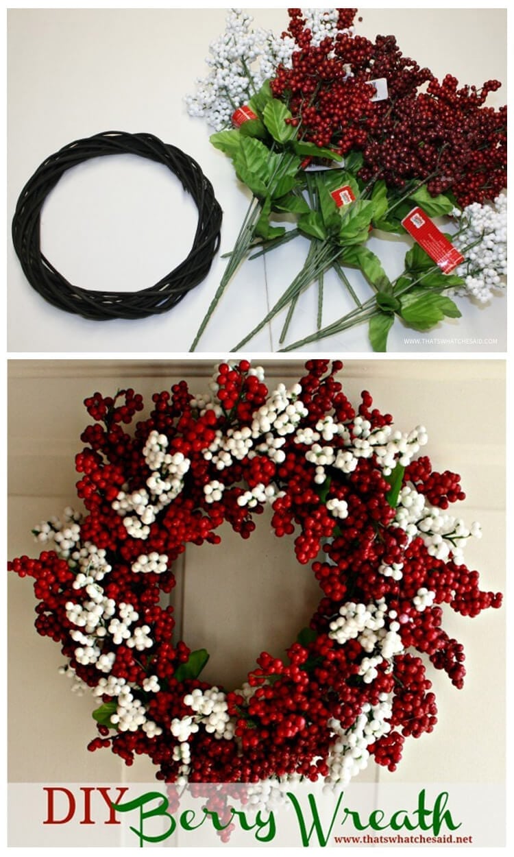 Berry Christmas Wreath Idea from Dollar Store Supplies