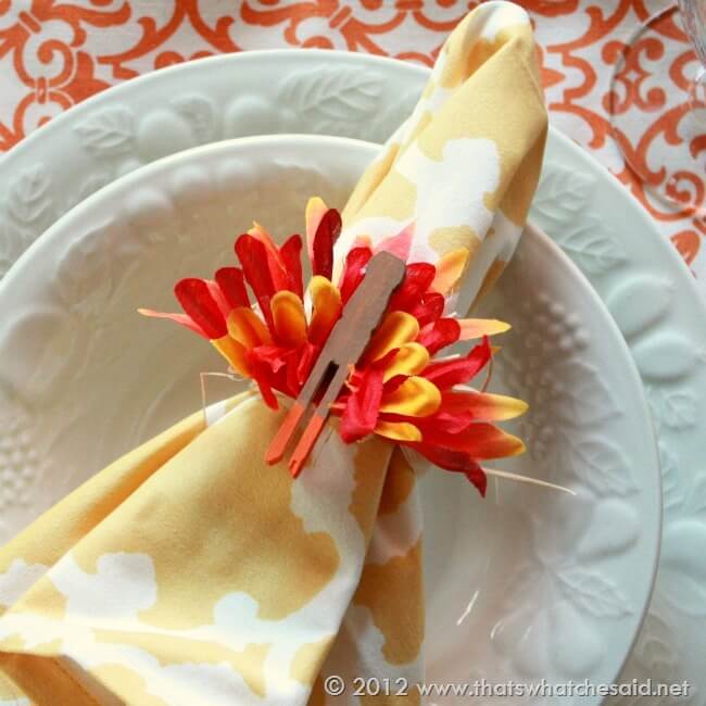 Turkey napkin rings on place setting