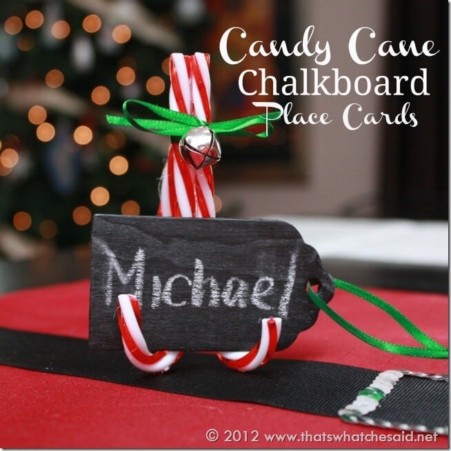 Candy Cane Chalkboard Place Cards