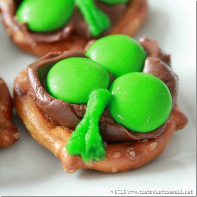 Shamrock Pretzel Bite close Up with Stemy