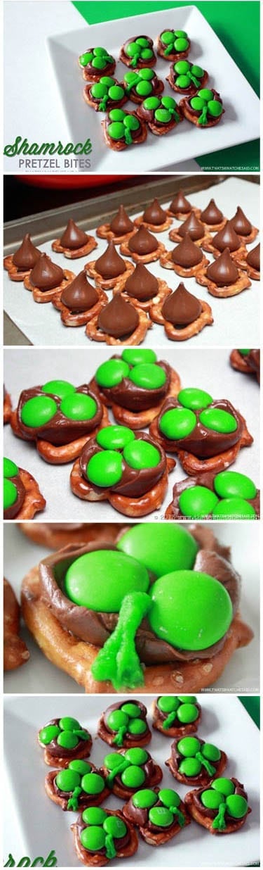 Step by step Pin of Shamrock Pretzel Bites