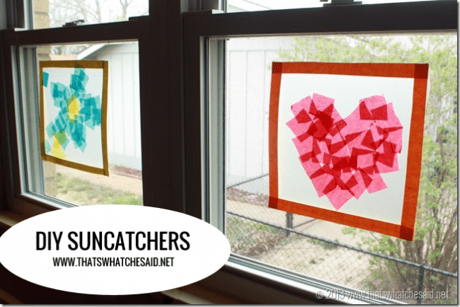 DIY Suncatchers from www.thatswhatchesaid.net Made with Tissue Paper and Press-N-Seal!