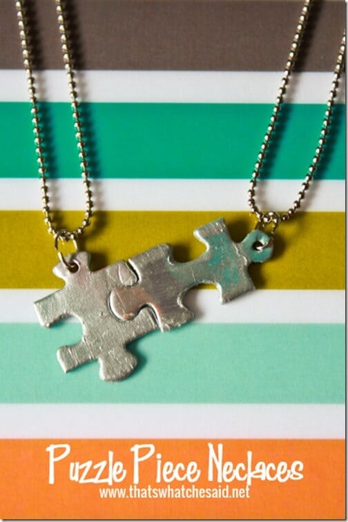 Interlocking Puzzle Piece Necklaces.  Perfect as friendship necklaces, autism awareness or mother/child necklaces!  