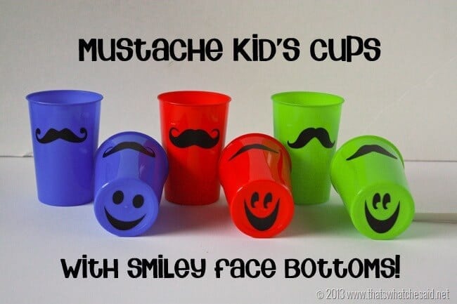 Mustache Cups with Smiley Face Bottoms