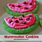 Super Easy Watermelon Cookies at www.thatswhatchesaid.com