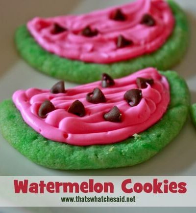 Super Easy Watermelon Cookies at www.thatswhatchesaid.com