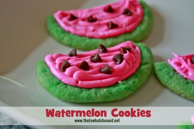 Super Easy Watermelon Cookies at www.thatswhatchesaid.com