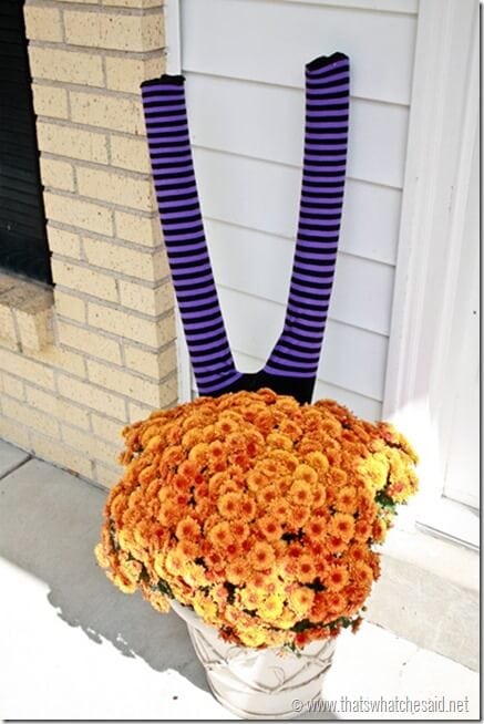 Witch Legs from Pool Noodles - porch display