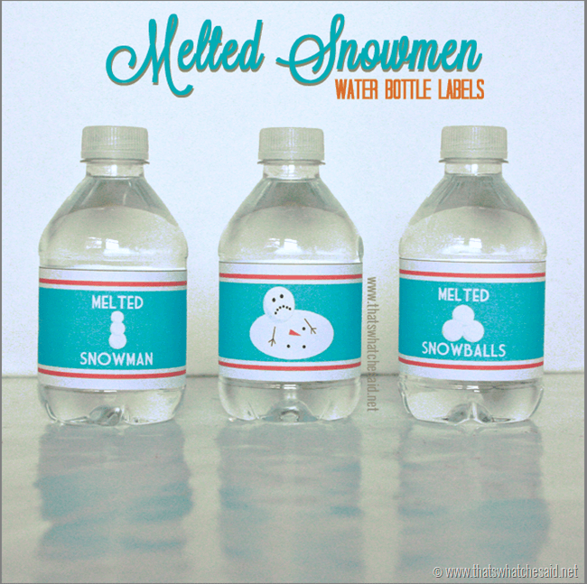 Melted Snowman FREE Water Bottle Labels at thatswhatchesaid.net