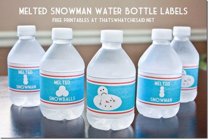 Melted Snowman Water Bottle Labels