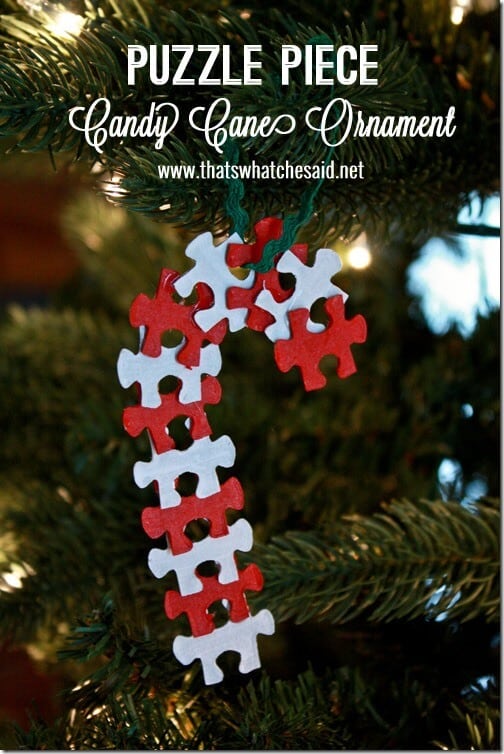 Puzzle Piece Candy Cane Ornament at thatswhatchesaid.net
