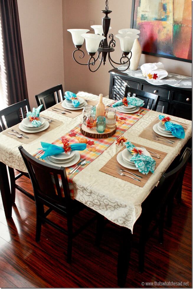Rustic Modern Thanksgiving Table Setting at thatswhatchesaid.com