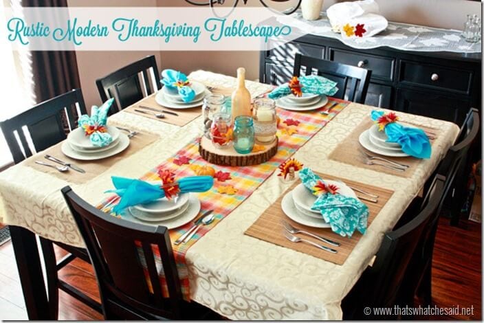 Rustic Modern Thanksgiving Tablescape from thatswhatchesaid.com