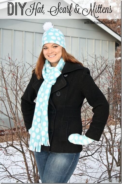 DIY Hat Scarf & Mitten Tutorial