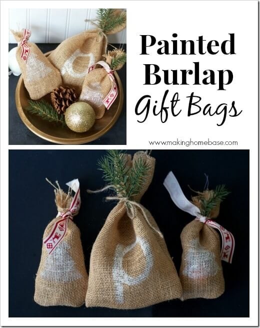 painted burlap gift bags