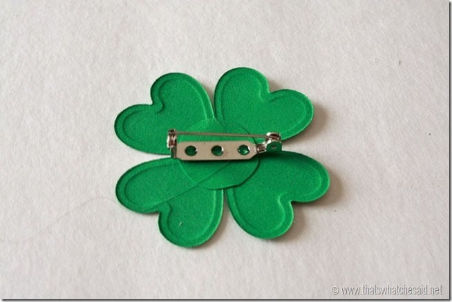 DIY Shamrock Pin - add pin