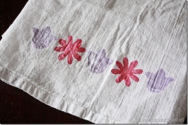 Paint Stenciled Tea Towel