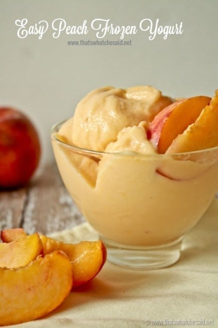 Easy Peach Frozen Yogurt Recipe made in a blender!