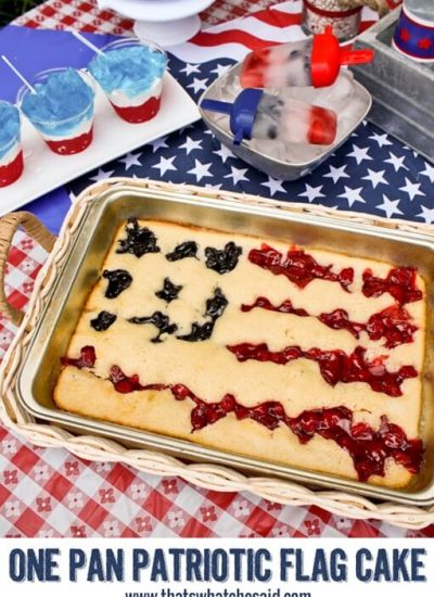Patriotic One Pan Flag Cake from thatswhatchesaid.com