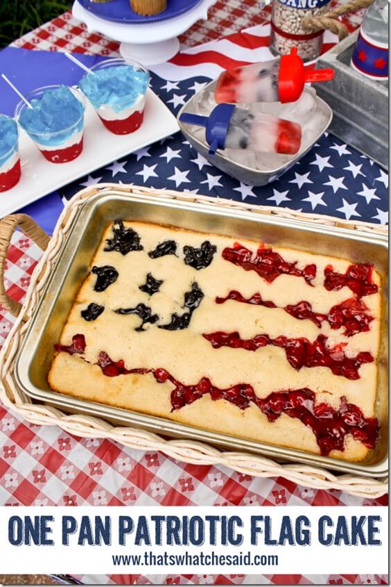 One Pan Patriotic Flag Cake from thatswhatchesaid.com