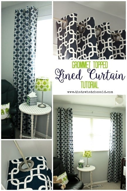 Grommet Topped Lined Curtain Tutorial at thatswhatchesaid.com