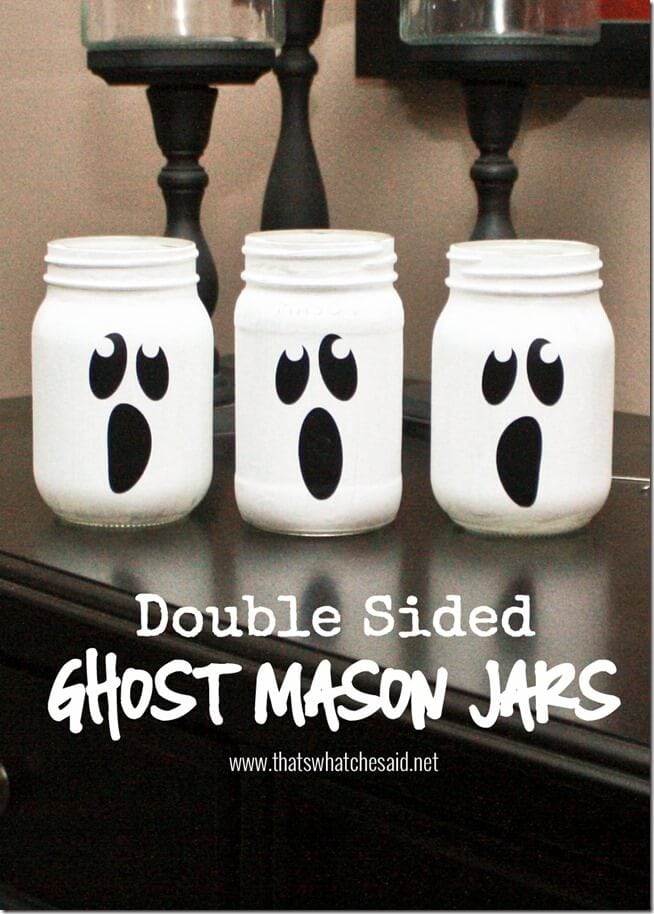 Double Sided Black and White Ghost Mason Jars