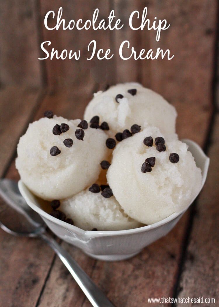 Chocolate Chip Snow Ice Cream Recipe at thatswhatchesaid.com