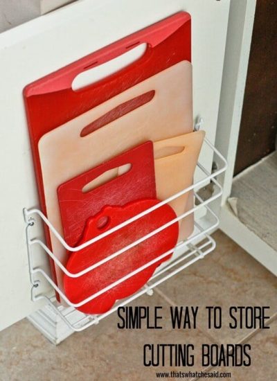 Inexpensive Cutting Board Storage for small spaces!