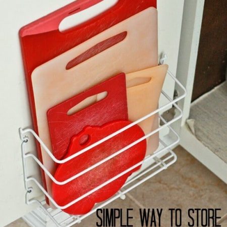 Inexpensive Cutting Board Storage for small spaces!